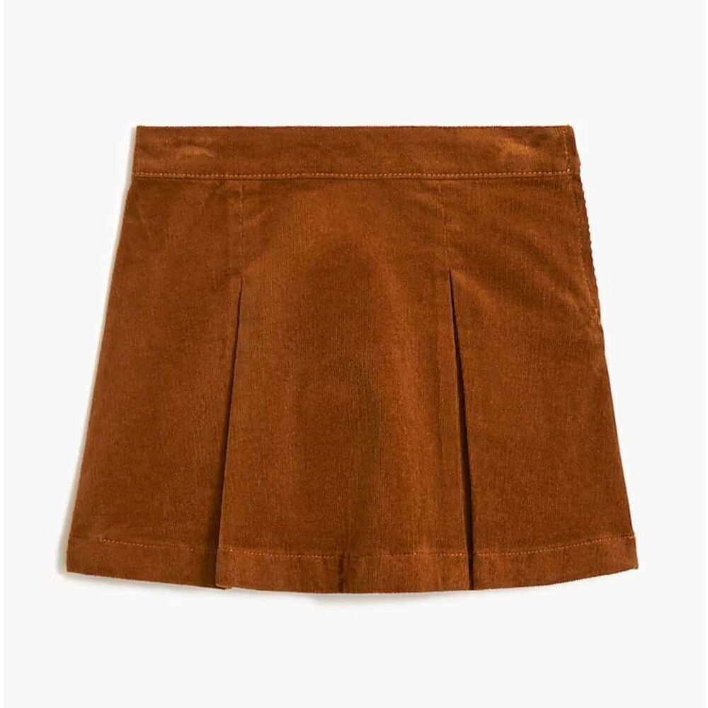 Crewcuts Mini Skirt Girl's 14 Brown Corduroy Pleated‎ Zip Casual Summer Stretch